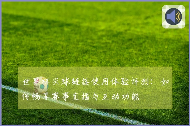 世界杯买球链接使用体验评测：如何畅享赛事直播与互动功能